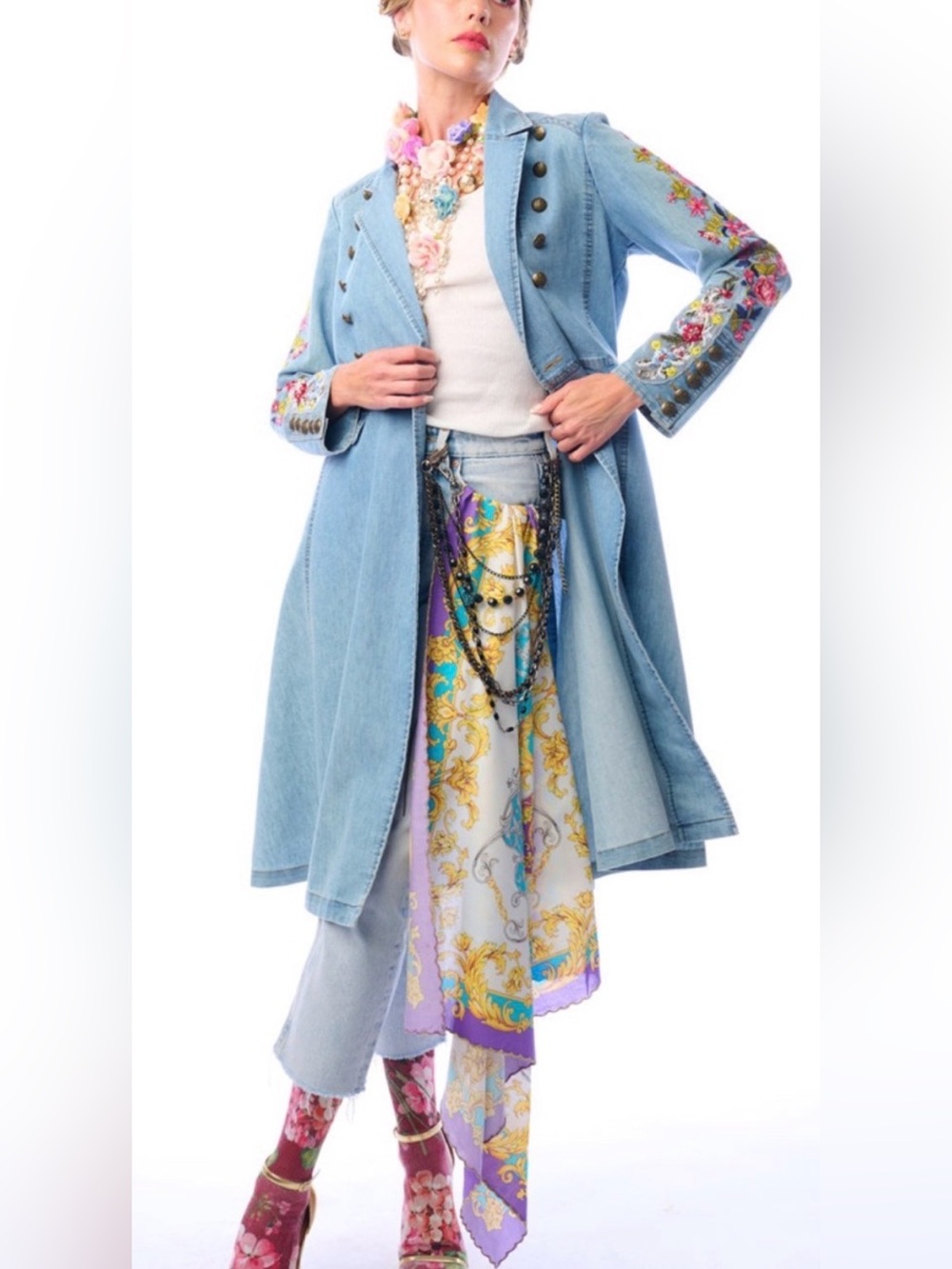NWT aratta New York Light Blue Denim Military-Style Women's Jacket